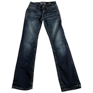 Buckle BKE Aiden Bootcut Jeans Mens 26 Blue Denim Low Rise Whiskered Distressed